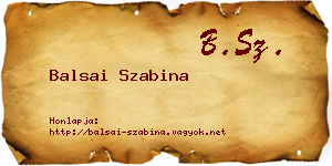 Balsai Szabina névjegykártya